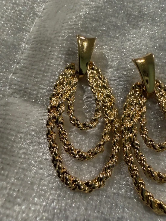 Gold-Tone Twisted Rope Multi-Hoop Drop Earrings - Women Jewelry - Picture 3 of 9